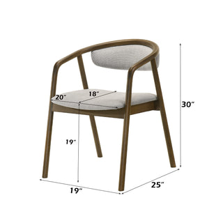 Sunvega Gray Chenille Upholstered Side Chair with Walnut Veneer Frame