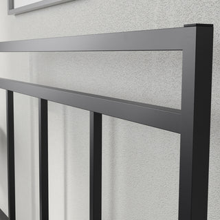 Sunvega Sleek Black Metal Twin Platform Bed with Headboard for Compact Spaces