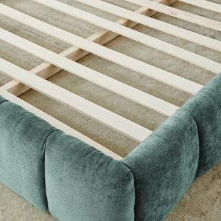 Sunvega Grounded California King Upholstered Bed Frame with Soft Chenille Fabric Headboard