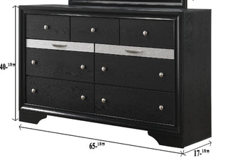 Sunvega Modern Glam Seven Drawer Dresser with Two Jewelry Trays and Black Finish