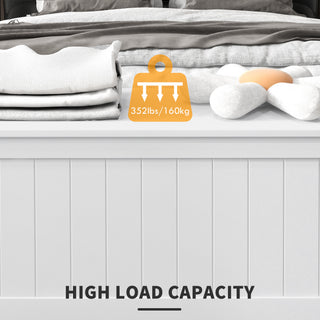 Sunvega White Wooden Storage Chest with Two Safety Hinges and Side Handles
