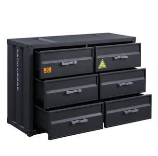 Sunvega Industrial Metal Dresser with 6 Drawers and Gunmetal Finish