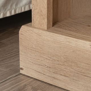 Sunvega Brown Finish Night Stand with Smooth Sliding Drawer and Open Shelf