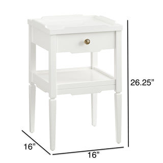 Sunvega Foley White 1-Drawer Nightstand with Gold Pull and Geometric Top