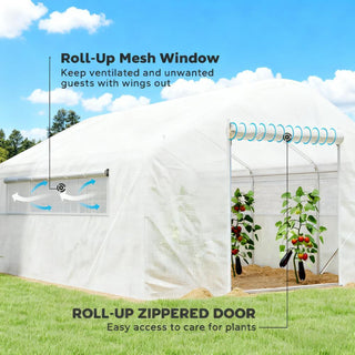 Sunvega Upgraded Walk-in Tunnel Greenhouse with PE Cover and Mesh Door