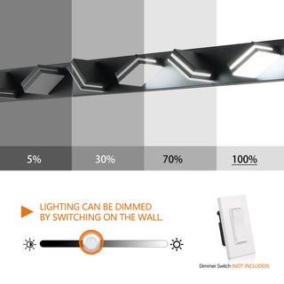 Sunvega Modern Chrome LED Vanity Light with 6 Geometric Lamp Heads for Bathroom Mirror