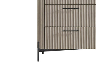 Sunvega Taupe 6 Drawer Dresser with Reeded Fronts and Metal Accent Base