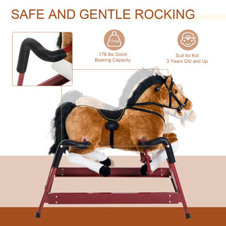 Sunvega ASTM-F963 Certified Spring Rocking Horse with Plush Fabric and Animal Sounds