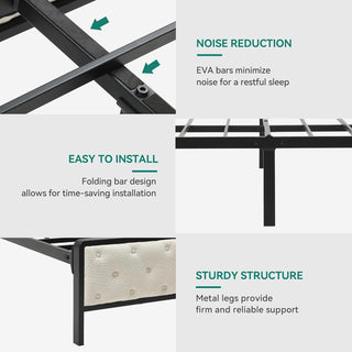 Sunvega Queen Size Bed Frame with Charging Station Storage Headboard and Footboard