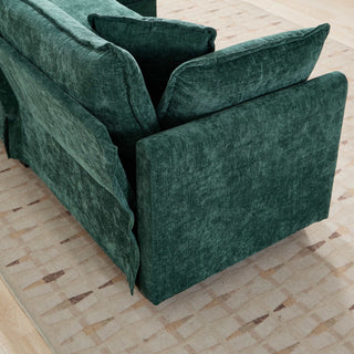 Sunvega Modern Green Chenille Fabric Cloud Sofa with Adjustable Backrest for Living Room