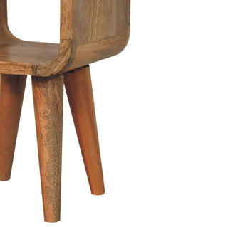 Sunvega Ultra-Compact Solid Mango Wood Minimalist Oak-ish Bedside Table