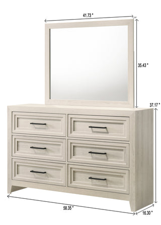 Sunvega Contemporary Geometric Design Two Drawer Nightstand with Off-White Finish