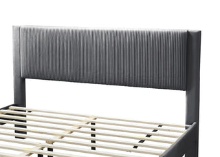 Sunvega Modern Charcoal Corduroy Upholstered Queen Size Platform Bed with Storage Drawer