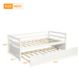 Sunvega Twin Size Daybed with Hideaway Trundle Bed and Sturdy Solid Wood Frame