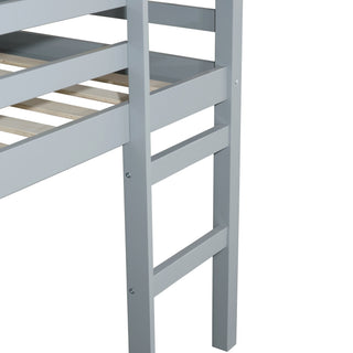 Sunvega Espresso Rubber Wood Low Height Loft Bed with Ladder for Bedroom