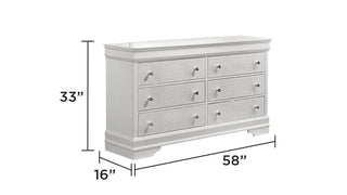 Sunvega Blaze Modern Style White Wood Dresser with Six Spacious Drawers