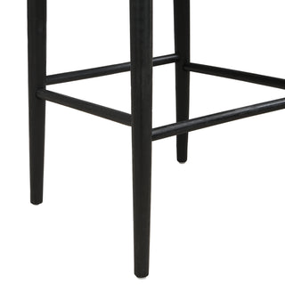 Sunvega Mid-Century Inspired Rubberwood Bar Stool Set with Comfy Fabric Upholstered Seat