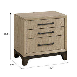 Sunvega Brown 3-Drawer Nightstand With USB Charging Outlet And Felt-Lined Top