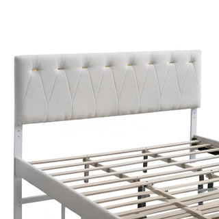 Sunvega Soft Teddy Bear Wheat Color Fabric Upholstered Queen Platform Bed