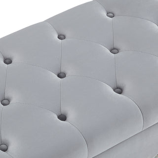 Sunvega Plush Tufted Storage Bench with Nail Accent for Bedroom Seating