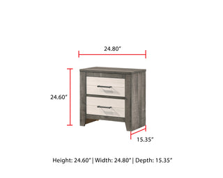 Sunvega Farmhouse Style Nightstand with Two-Tone Finish and Two Drawers