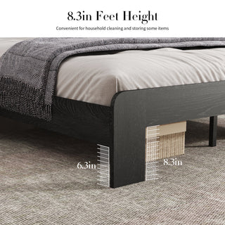 Sunvega King Size Wood Platform Bed Frame with Storage Headboard and 2 USB Ports