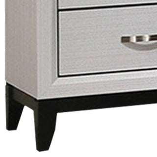 Sunvega White Wood Nightstand with Two Drawers and Metal Handles