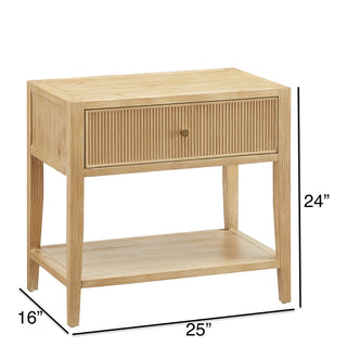 Sunvega Fleur Natural 1-Drawer Nightstand with Spacious Storage and Gold Pull