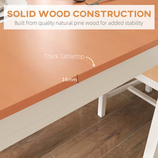 Sunvega Rustic Pine Wood Dining Table Set with Four High Back Chairs