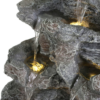 Sunvega LED-Lit Modern Concrete Column Fountain for Patio Porch Oasis