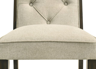 Sunvega Espresso Wood Frame Upholstered Dining Chairs with Tufted Detailing