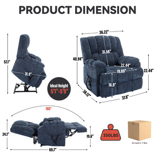 Sunvega Dual Motor Lift Recliner Chair with Massage Lumbar Heat and Power Remote