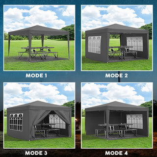 Sunvega 10'x10' Folding Canopy with 4 Removable Sidewalls and Gazebo for Outdoor Events