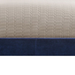 Sunvega Dark Blue Eastern King Panel Bed with Nailhead Trim and Padded Design