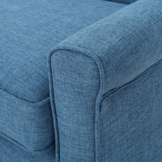 Sunvega Muted Blue Loveseat with Tufted Backrest and Tapered Wooden Legs