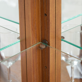 Sunvega Corner Curio Cabinet with LED Lighting and 4 Adjustable Glass Shelves