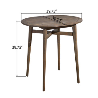 Sunvega Rustic Acacia Wood Bar Table with Slat Design and X-Stretcher for Outdoor
