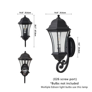 Sunvega Vintage Wall-Mounted Outdoor Lantern Light with Black Metal Sconce and Frosted Glass