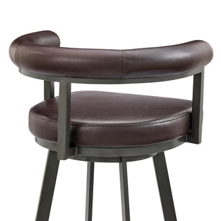 Sunvega Brown Faux Leather Swivel Bar Stool with 360 Degree Rotation