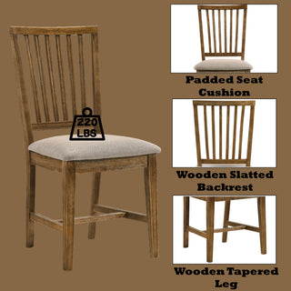 Sunvega Beige Linen Upholstered Dining Chairs with Weathered Espresso Wooden Legs Set of 2