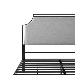 Sunvega Traditional Upholstered Metal Queen Bedframe with Fire Resistant Fabric
