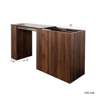 Sunvega Fold-Out Convertible Writing Table Desk Cabinet with Shelf and Drawer