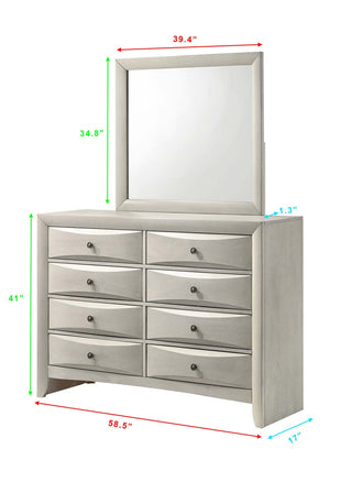 Sunvega Contemporary Neutral White Finish Curved Drawer Fronts Nightstand