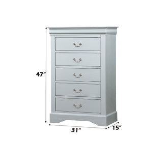 Sunvega Platinum Chest with Five Spacious Drawers and Brushed Nickel Handles