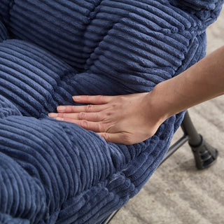 Sunvega Modern Lazy Chair with Ottoman and Armrests for Small Space Navy Blue