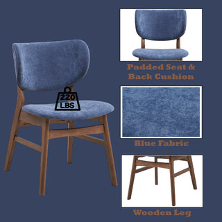 Sunvega Padded Upholstered Side Chair Set with Walnut Finish and Resistant Features