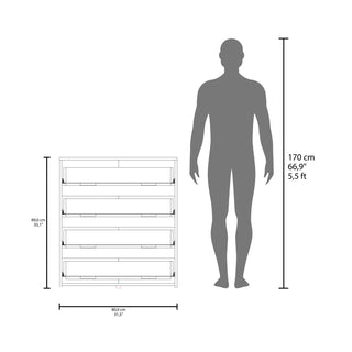 Sunvega Four Drawer Dresser with Superior Top in White and Light Oak