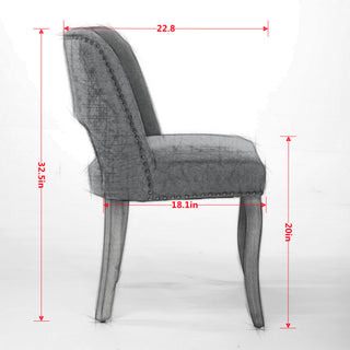 Sunvega Modern Fabric Upholstered Dining Chairs Set of 2 with Hollow-out Design and Curved Backrest