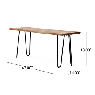 Sunvega Handcrafted Modern Industrial Acacia Wood Faux Live Edge Dining Bench
