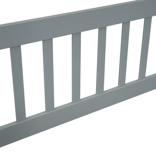 Sunvega Twin Wood House Floor Bed with Guardrail Fence in Grey